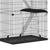 PawHut 3-Tier Cat Cage Indoor, Detachable Metal Wire Kennel withwith Hammock, Platform, Tray and Cushion for 1-2 Kittens(m-10)