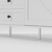 HOMCOM 59" Buffet Cabinet, Farmhouse Sideboard with Thick Top, 2 Barn Doors, 4 Drawers and 2 Adjustable Shelves, White(m-11)