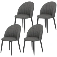HOMCOM Modern Dining Chairs Set of 4, Upholstered Dining Room Chairs with Metal Legs, Shell Backrest, Padded Seat, Dark Grey(m-2)