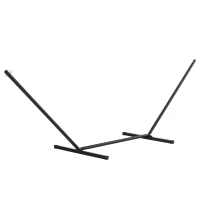 Outsunny 11.8'L Hammock Stand Extra Long Heavy Duty Straight Pole Day Bed Swing Metal Frame Simple Set Up Garden Outdoor Camping Picnic Use Black(m-2)