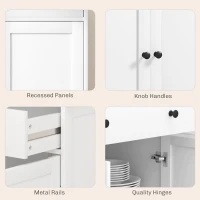 HOMCOM Modern Sideboard, Buffet Cabinet with Storage Drawers, Adjustable Shelves for Living Room, Dining Room, Entryway, White(m-9)