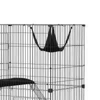 PawHut 3-Tier Cat Cage Indoor, Detachable Metal Wire Kennel withwith Hammock, Platform, Tray and Cushion for 1-2 Kittens(m-12)