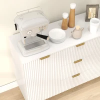HOMCOM Modern Kitchen Storage Cabinet, Sideboard Buffet Cabinet w/ 3 Drawers and Adjustable Shelves for Kitchen Hallway, White(m-10)
