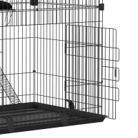 PawHut 2-Tier Cat Cage Indoor, Detachable Metal Wire Kennel with Hammock, Platform, Tray and Cushion for 1-2 Kittens(m-11)