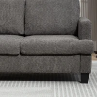 HOMCOM 54.3" Loveseat Sofa, 2 Seater Sofa with Removable Cushions, Small Couch with Solid Wood Frame for Living Room, Dark Grey(m-11)