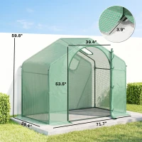 Outsunny 6' x 3' x 5' Portable Walk-in Greenhouse, PE Cover, Steel Frame Garden Hot House, Zipper Door, Top Vent for Flowers, Vegetables, Saplings, Tropical Plants, Green(m-3)
