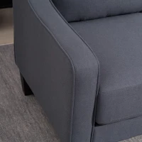 HOMCOM 3 Seater Sofa, Modern Couch with Pocket Spring, Linen Upholstered, Thick Padded, Charcoal Grey(m-11)