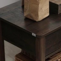 HOMCOM End Table with Drawer, Side Table with Top and Bottom Shelf for Small Spaces, Set of 2, Dark Brown(m-8)