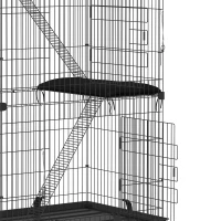 PawHut 3-Tier Cat Cage Indoor, Detachable Metal Wire Kennel withwith Hammock, Platform, Tray and Cushion for 1-2 Kittens(m-11)