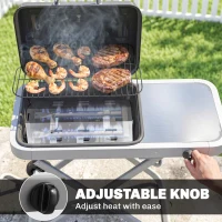 Outsunny Portable Propane Gas BBQ Grill with Foldable Cart, Wheels, 9500 BTU Gas Barbecue Grill with Piezo Ignition Burner, Black(m-6)