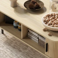 HOMCOM Coffee Table with Storage, Nordic Side Table with Fluted Tambour Sliding Doors and Steel Legs for Living Room, Oak(m-10)