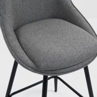 HOMCOM 26" Counter Height Barstools Set of 2, Upholstered Swivel Bar Stools with Backrests and Armrests, Dark Grey(m-11)