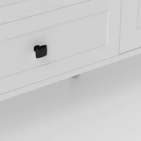 HOMCOM 59" Buffet Cabinet, Farmhouse Sideboard with Thick Top, 2 Barn Doors, 4 Drawers and 2 Adjustable Shelves, White(m-12)