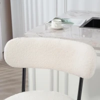 HOMCOM Set of 2 Barstools, Upholstered Bar Stools with Backrest, Footrest for Kitchen Island, Dining Room, Cream White(m-12)