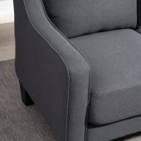 HOMCOM Loveseat Sofa, Modern Couch with Pocket Spring, Linen Upholstered, Thick Padded, Charcoal Grey(m-11)