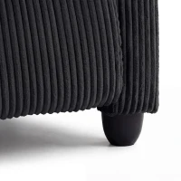 HOMCOM Corduroy Home Theater Seating, Push Back Recliner Chair with Padded Seat for Living Room, Black(m-12)