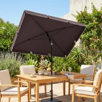 Outsunny 6.5x4ft Rectangle Patio Umbrella Aluminum Tilt Adjustable Garden Parasol Sun Shade Outdoor Canopy Coffee(m-1)