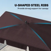 Outsunny 6.5x4ft Rectangle Patio Umbrella Aluminum Tilt Adjustable Garden Parasol Sun Shade Outdoor Canopy Coffee(m-5)