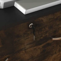 Vinsetto 2 Drawer File Cabinet with Lock, Office Filing Cabinet, Hanging Bar for Letter Size, Home Office, Rustic Brown(m-11)