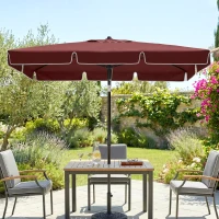 Outsunny 6.5x4ft Rectangle Patio Umbrella Aluminum Tilt Adjustable Garden Parasol Sun Shade Outdoor Canopy Wine Red(m-8)