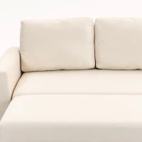 HOMCOM 83" Sofa Bed, Pull Out Sleeper L Shaped Sectional Couch with Reversible Storage Chaise, Wide and Deep Seat, Cream White(m-10)