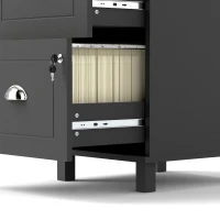 HOMCOM 4 Drawer File Cabinet with Lock, Office Filing Cabinet, A4 Letter Size, Hanging File Folders, Black(m-11)