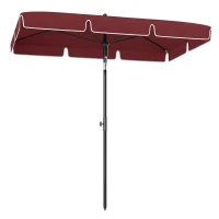 Outsunny 6.5x4ft Rectangle Patio Umbrella Aluminum Tilt Adjustable Garden Parasol Sun Shade Outdoor Canopy Wine Red(m-11)