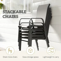 Outsunny Outdoor Dining Sets for 8 with Stackable Chairs, Patio Dining Set with Glass Top Table for Garden, Patio, Backyard, Dark Grey(m-4)