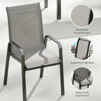 Outsunny Outdoor Dining Sets for 8 with Stackable Chairs, Patio Dining Set with Glass Top Table for Garden, Patio, Backyard, Dark Grey(m-5)