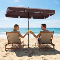 Outsunny 6.5x4ft Rectangle Patio Umbrella Aluminum Tilt Adjustable Garden Parasol Sun Shade Outdoor Canopy Coffee(m-9)