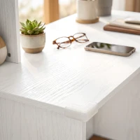 HOMCOM Computer Desk, Office Desk with Bookshelf, File Drawer and Legal Hanging File Holders, White Wood Grain(m-10)