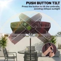 Outsunny 6.5x4ft Rectangle Patio Umbrella Aluminum Tilt Adjustable Garden Parasol Sun Shade Outdoor Canopy Coffee(m-6)