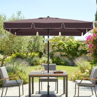 Outsunny 6.5x4ft Rectangle Patio Umbrella Aluminum Tilt Adjustable Garden Parasol Sun Shade Outdoor Canopy Coffee(m-8)