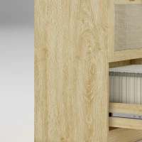 HOMCOM 2 Drawer Filing Cabinet with Lock, Boho File Cabinet for A4 Letter Size Files with Decorative Rattan Accents, Oak(m-11)