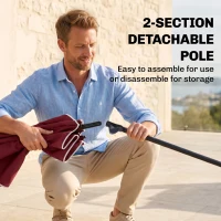 Outsunny 6.5x4ft Rectangle Patio Umbrella Aluminum Tilt Adjustable Garden Parasol Sun Shade Outdoor Canopy Wine Red(m-7)
