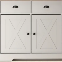 HOMCOM 46.5" Buffet Cabinet, Farmhouse Sideboard with 3 Barn Doors and 3 Drawers for Living Room, Kitchen, White(m-10)