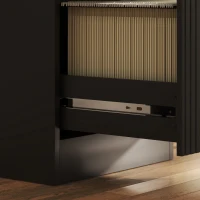 HOMCOM Lockable Filing Cabinet with 4 Fluted Drawers, File Cabinet with Adjustable Hanging Rails for A4 Letter Files, Black(m-11)