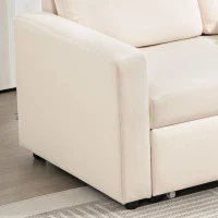 HOMCOM 83" Sofa Bed, Pull Out Sleeper L Shaped Sectional Couch with Reversible Storage Chaise, Wide and Deep Seat, Cream White(m-11)