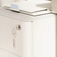 Vinsetto 3 Drawer Filing Cabinet, Lockable Steel Office Storage Cabinet with Hanging Bar for Letter, A4, Legal Files, White(m-11)