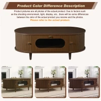 Living Room Coffee Table with Roll-Up Door Storage, Minimalist Center Table with MDF Veneer Top, 39.5" L x 19.5" W x 14" H, Walnut Wood(m-5)