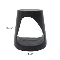 Hollow Side Table with Realistic Wood-Grain Texture, Pet-Friendly End Table with Weather-Resistant Composite, 14.5" L x 14.5" W x 16.5" H, Black(m-3)
