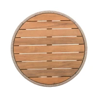 Outdoor Coffee Table with 220 Lbs Capacity, Weather-Resistant Rustic Center Table for Garden, 26" L x 26" W x 14" H, Natural+Teak+Beige(m-9)