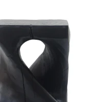Twisted Hourglass Accent Side Table with MGO Composite, All-Weather End Table with UV-/Water-Resistant Finish, 11.5" L x 11.5" W x 16" H, Black(m-7)