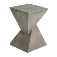 Stylish MGO Accent Table with Realistic Wood-Grain Texture, All-Weather Side Table with Stable 77 Lbs Capacity, 12.5" L x 12.5" W x 18" H, Light Gray(m-14)
