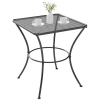 Outsunny Square Garden Metal Bistro Table Outdoor Patio Coffee Side Desk 23.6" x 23.6" x 27.6" Black(m-12)