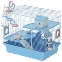 PawHut Hamster Cage, 3-Tier Small Animal Cage with Excerise Wheel, Food Bowl, Water Bottle, House, Tunnels, Ramps(m-2)