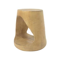 Hollow Side Table with Realistic Wood-Grain Texture, Pet-Friendly End Table with Weather-Resistant Composite, 14.5" L x 14.5" W x 16.5" H, Natural(m-11)