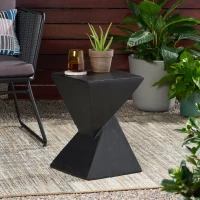 Stylish MGO Accent Table with Realistic Wood-Grain Texture, All-Weather Side Table with Stable 77 Lbs Capacity, 12.5" L x 12.5" W x 18" H, Black(m-1)