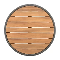 Outdoor Coffee Table with 220 Lbs Capacity, Weather-Resistant Rustic Center Table for Garden, 26" L x 26" W x 14" H, Grey+Natural+Teak(m-9)