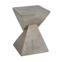 Stylish MGO Accent Table with Realistic Wood-Grain Texture, All-Weather Side Table with Stable 77 Lbs Capacity, 12.5" L x 12.5" W x 18" H, Light Gray(m-13)